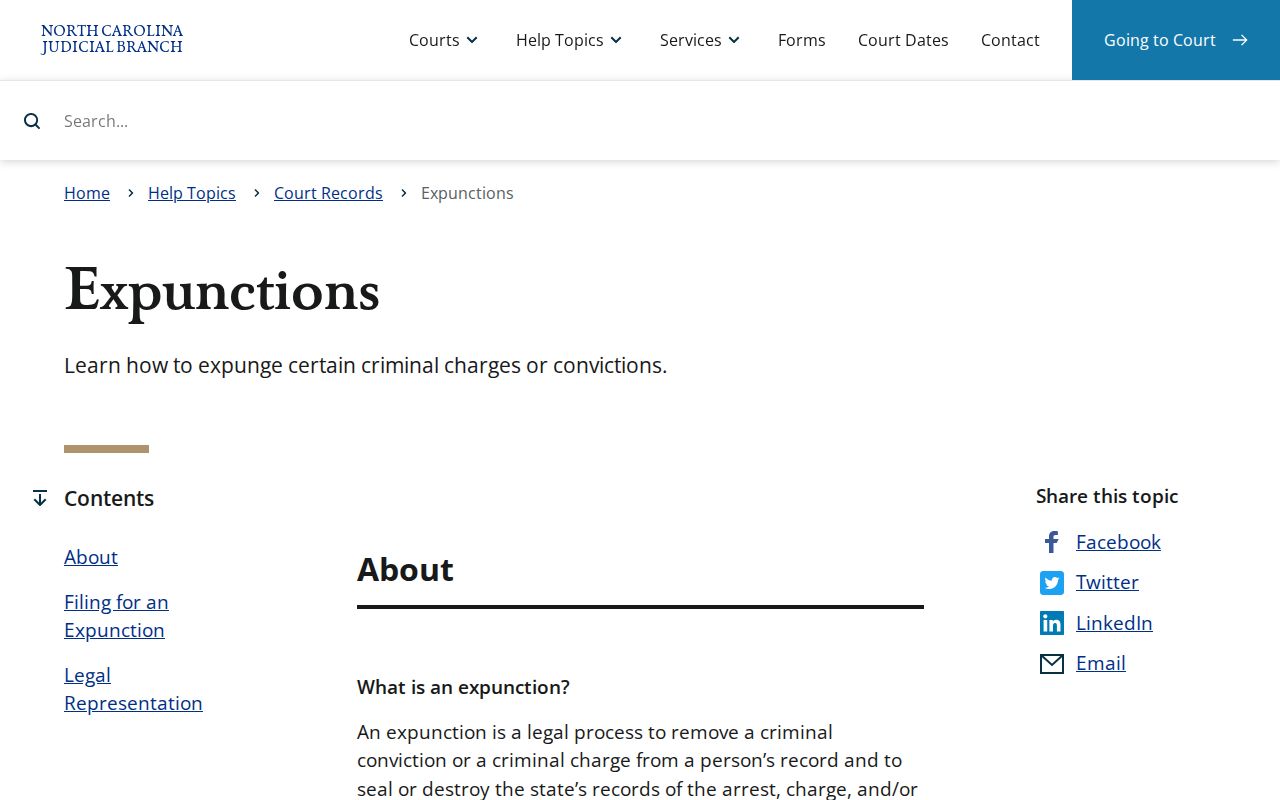 Alexander County criminal history expunction forms and eligibility
