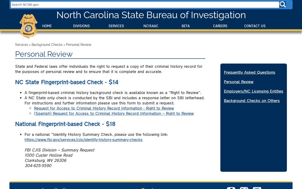 Alexander County criminal history Right to Review choices